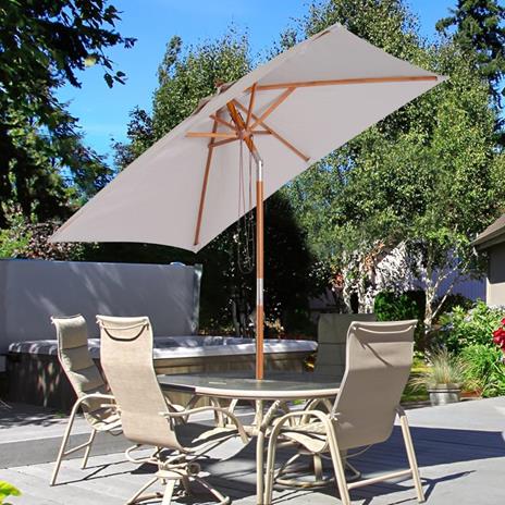 Outsunny Ombrellone da Giardino Inclinabile 2x1.5m, 6 Stecche e Palo in  Legno - Outsunny - Idee regalo