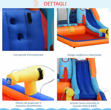 Outsunny Castello Gonfiabile per Bambini Piscina con Scivolo e Trampolino, Pompa  Elettrica, 350x250x185cm, Multicolore - Outsunny - Casette - Giocattoli