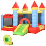 Outsunny Castello Gonfiabile Gigante per Bambini con Scivolo, Piscina e Canestro