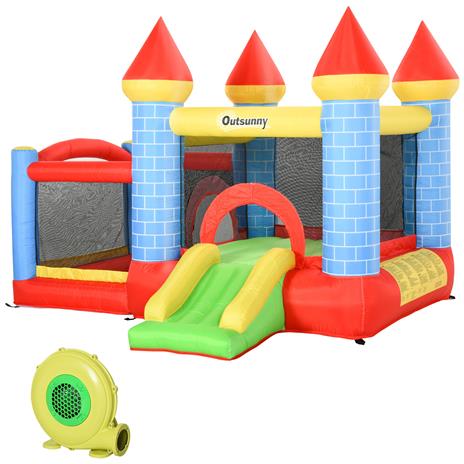 Outsunny Castello Gonfiabile Gigante per Bambini con Scivolo, Piscina e Canestro - 2