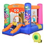 Outsunny Casa Gioco Gonfiabile Gigante per Bambini con Scivolo e Canestro