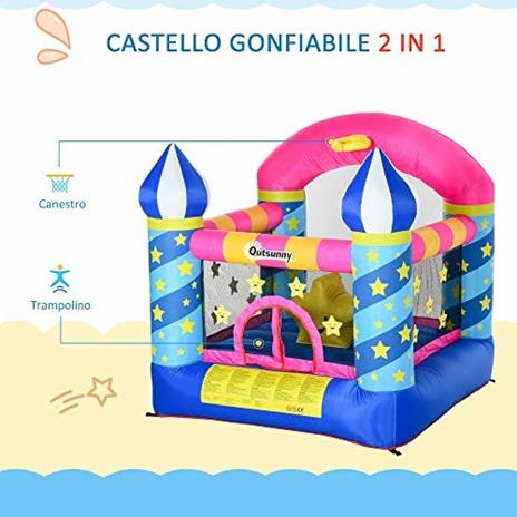 Outsunny Castello Gioco Gonfiabile Gigante per Bambini con Gonfiatore - 3