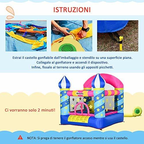 Outsunny Castello Gioco Gonfiabile Gigante per Bambini con Gonfiatore - 4