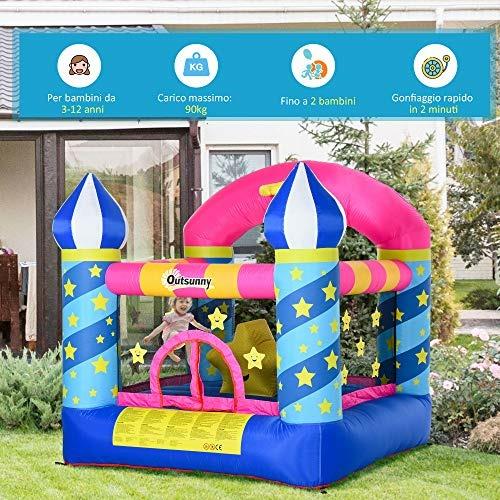 Outsunny Castello Gioco Gonfiabile Gigante per Bambini con Gonfiatore -  Outsunny - Piscine e giochi in spiaggia - Giocattoli