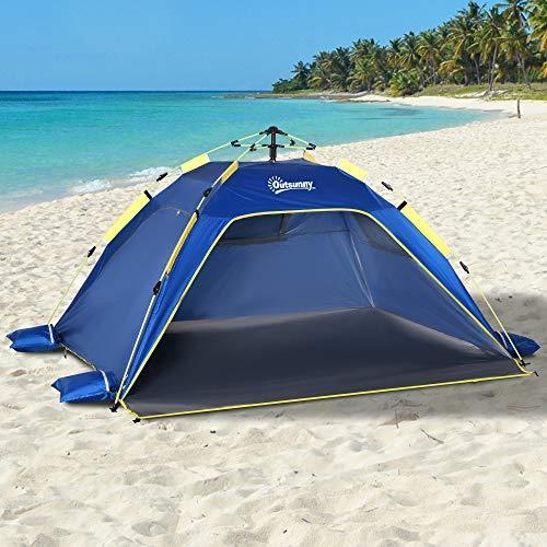 Outsunny Tenda da Spiaggia Pop Up con Finestre Traforate e Porta  Richiudibile - Outsunny - Idee regalo | IBS