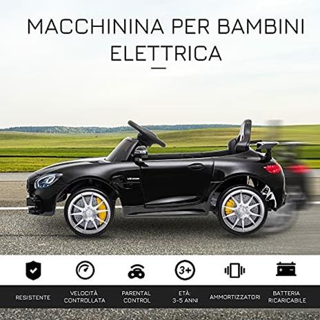 HOMCOM Macchinina per Bambini Elettrica 12V con Telecomando Nera - 3