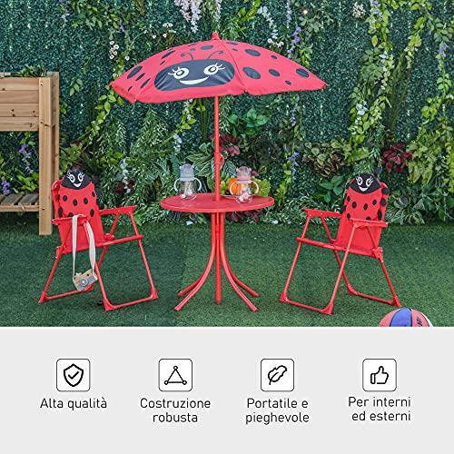 Outsunny Set Tavolo da Giardino con 2 Sedie Pieghevoli e Ombrellone per  Bambini Coccinella - Outsunny - Casa e Cucina | IBS