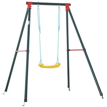 Outsunny Altalena da Giardino per Bambini 6-12 Anni con Altezza Regolabile, in Metallo e PE, 155x160x180cm, Multicolore