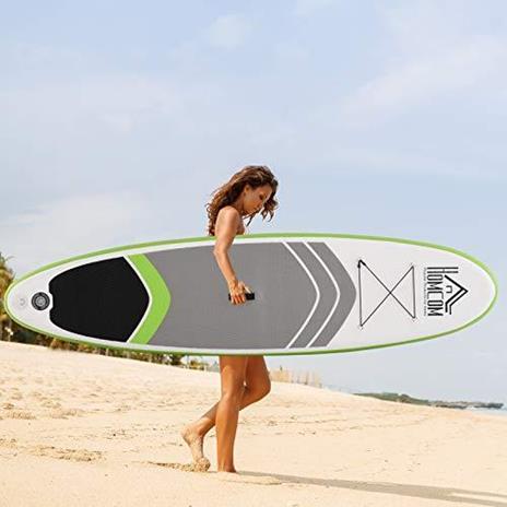 HOMCOM Tavola SUP Gonfiabile con Accessori Inclusi, Stand Up Paddle per Adulti e Teenager, 305x80x15cm Verde e Bianco - 2