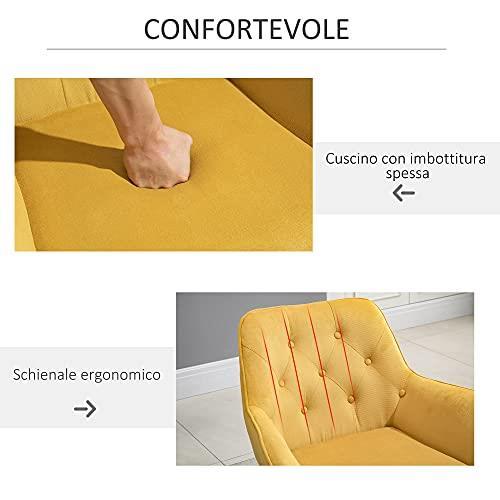 HOMCOM Sedia Imbottita con Rivestimento Effetto Velluto e Base a