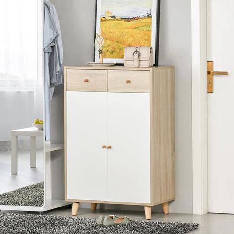 HOMCOM Mobile Scarpiera Salvaspazio per 12 Scarpe, Armadietto con 4 Mensole  e 2 Cassetti, 68x35x102.5cm, Color Legno e Bianco - Homcom - Casa e Cucina  | IBS