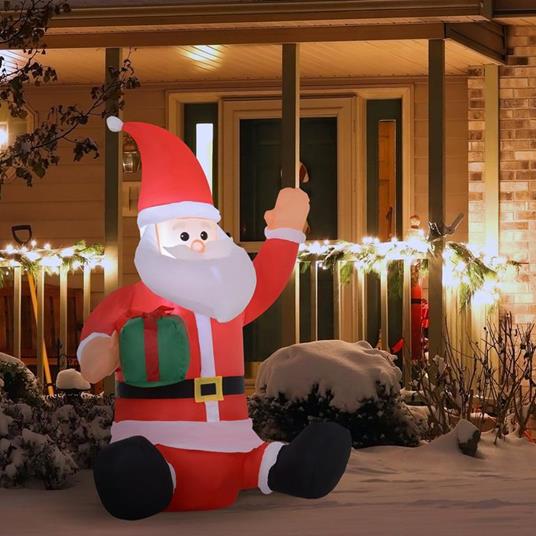HOMCOM Babbo Natale Gonfiabile Impermeabile da Esterno con Luci a LED 120cm  - Rosso - Homcom - Idee regalo | IBS