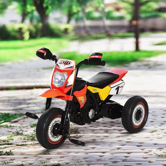 HOMCOM Triciclo per Bambini Stile Moto a Pedali con Luci e Suoni, 3 Ruote  Larghe, Età 18-36 Mesi, 71x40x51cm, Rosso - HomCom - A pedali - Giocattoli  | IBS