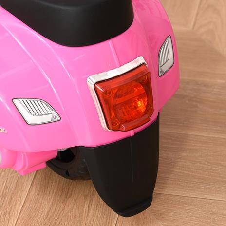 HOMCOM Moto Elettrica per Bambini con Licenza Ufficiale Vespa Batteria 6V, Fari e Clacson, per Bimbi da 18-36 mesi, Rosa, 66.5x38x52cm - 5