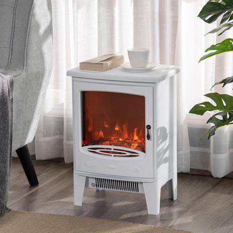 HOMCOM Camino Elettrico da Terra con Effetto Fiamma Temperatura Regolabile  - Bianco - Homcom - Casa e Cucina | IBS