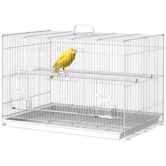 PawHut Gabbia per Uccelli in Metallo con Posatoi, Ciotole per Cibo e  Maniglia, 60x41x41cm - Bianco - Pawhut - Idee regalo | IBS