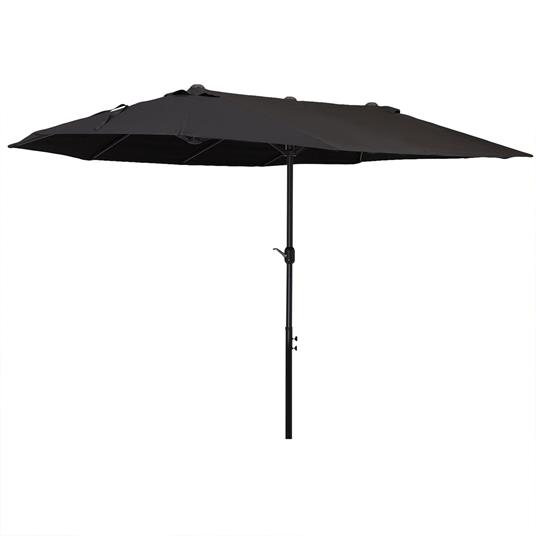 Outsunny Ombrellone da Giardino Doppio con Apertura a Manovella, Acciaio e  Poliestere, 460x270x240cm, Nero - Outsunny - Idee regalo | IBS