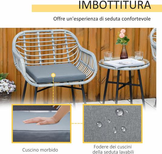 Outsunny Set 6 Pezzi Sedie da Giardino con Braccioli, Sedie da