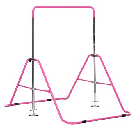 HOMCOM Sbarra per Trazioni per Bambini 3-8 Anni, 4 Altezze Regolabili e Struttura in Acciaio, 148x105x88-128 cm, Rosa