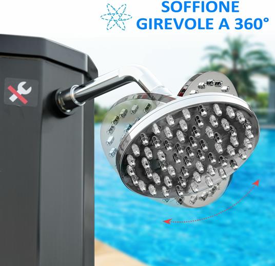 Outsunny Doccia Solare Riscaldata 55° per Esterno con Serbatoio da 35 Litri  e Miscelatore, Nero - Outsunny - Idee regalo | IBS