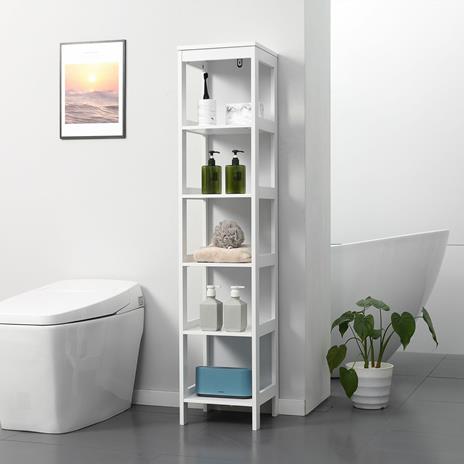 kleankin Scaffale Bagno Salvaspazio a 5 Ripiani in Legno, 30x30x140cm,  Bianco - Kleankin - Idee regalo