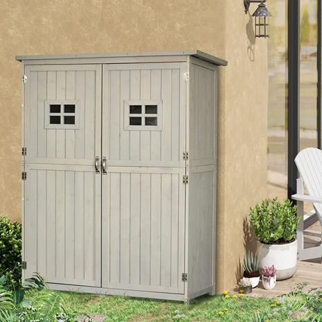 Outsunny Casetta Porta Attrezzi da Giardino in Legno, Impermeabile con  Porte e Mensole - Outsunny - Idee regalo