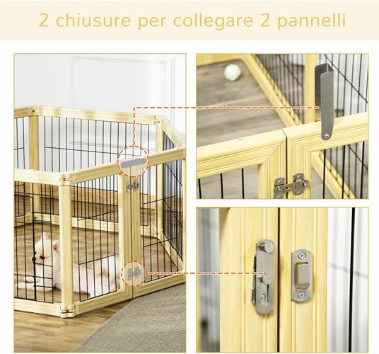 PawHut Box per Cani Recinzione in Metallo per Animali con 4 Pannelli