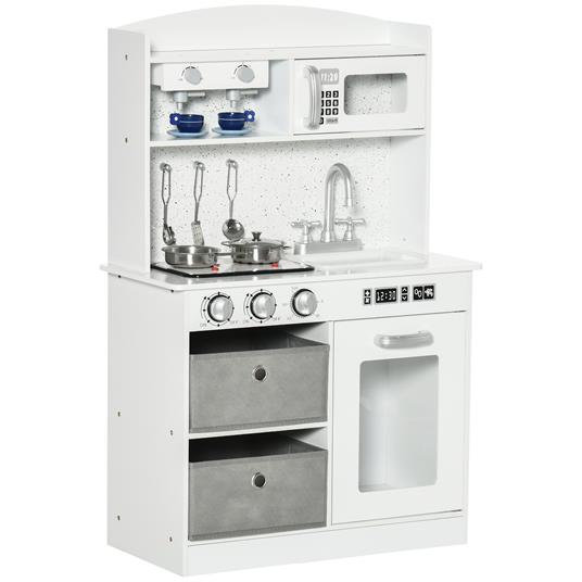 HOMCOM Cucina Giocattolo per Bambini 3+ Anni con 5 Accessori Inclusi, Gioco  con Suoni Realistici, Armadietto, 55x30x80cm, Rosa Realistici Armadietto