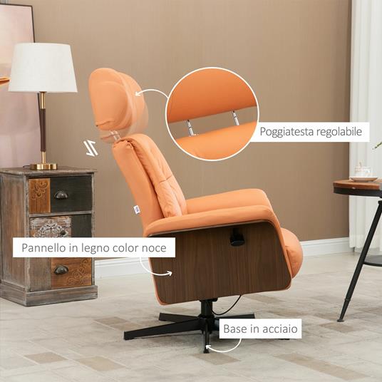 HOMCOM Poltrona Relax Reclinabile a 150°, Girevole e con