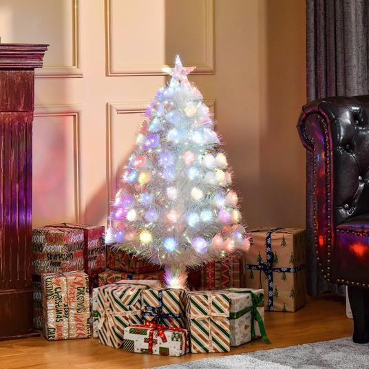 HOMCOM HOMCM Set 2 Alberi di Natale Artificiali con 90 Luci LED Colorate, Fibre  Ottiche, 90 Rami e Base in Metallo, Φ50x90 cm - HomCom - Idee regalo | IBS