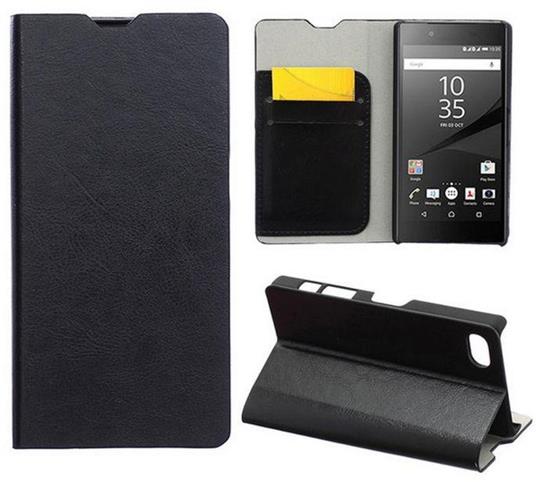 Custodia Cover Horizontal Flip Leather Case Sony Xperia Z5 Compact E5823  Nero - Digital Bay - Telefonia e GPS | IBS