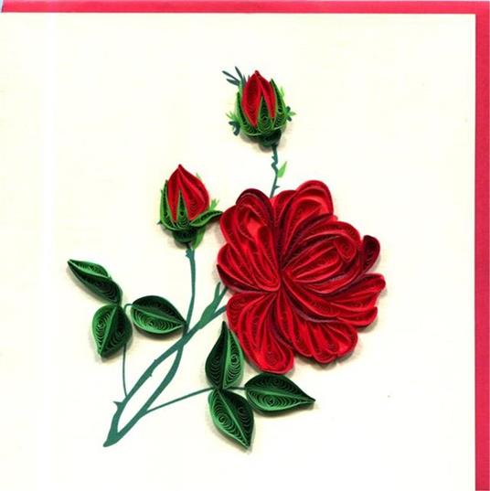 Biglietto Auguri Quilling Fatto A Mano Rosa 2