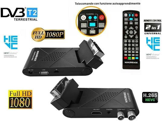 Decoder Mini Digitale Terrestre Scart DVB-T2 180° USB HDMI Full HD H265  HEVC telecomando 2 in 1 - DI IDOR STORE - TV e Home Cinema, Audio e Hi-Fi |  IBS