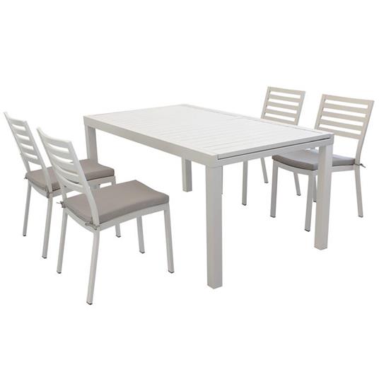 DEXTER - set tavolo da giardino allungabile 160/240x90 compreso di 4 sedie  in alluminio - Milani Home - Idee regalo | IBS