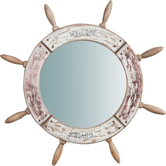 Specchio da parete 72x72x3 cm | Specchio timone decorativo in legno  anticato | Specchio legno mare | Specchio rotondo Shabby chic - BISCOTTINI  INTERNATIONAL ART TRADING - Casa e Cucina | IBS