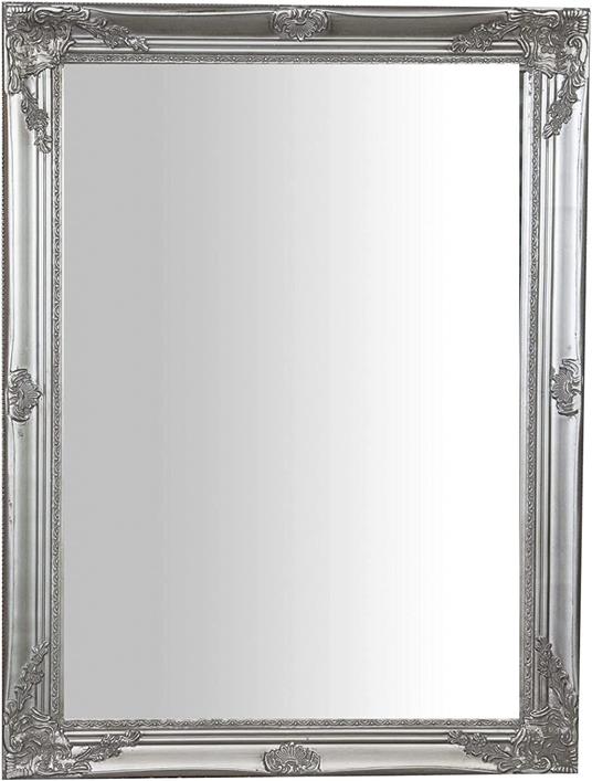 Specchio da parete con cornice bianco anticato, specchiera ingresso stile shabby  chic