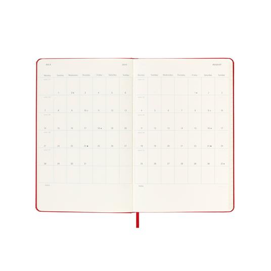 Agenda settimanale con spazio per note 12 mesi, 2025 Moleskine, Large, Copertina rigida, Rosso scarlatto - 13 x 21 cm - 4