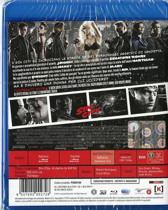 Sin City. Una donna per cui uccidere 3D (Blu-ray + Blu-ray 3D) di Frank Miller,Robert Rodriguez - 2
