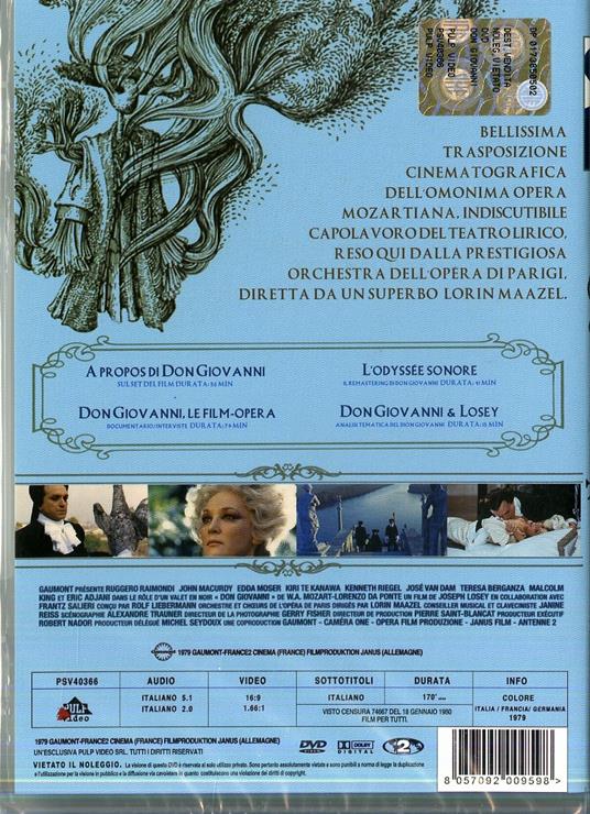Don Giovanni (2 DVD) - DVD - Film di Joseph Losey Musicale | IBS