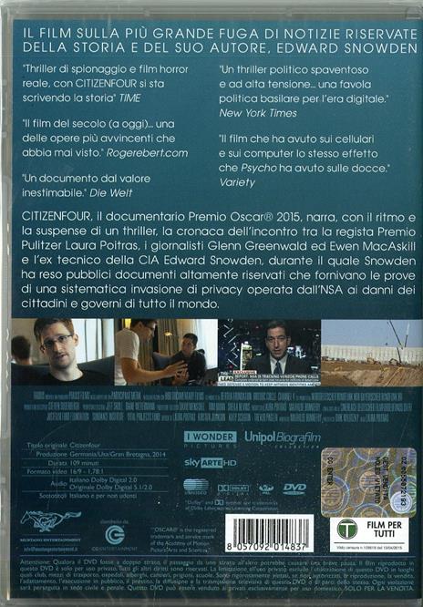 CitizenFour di Laura Poitras - DVD - 2