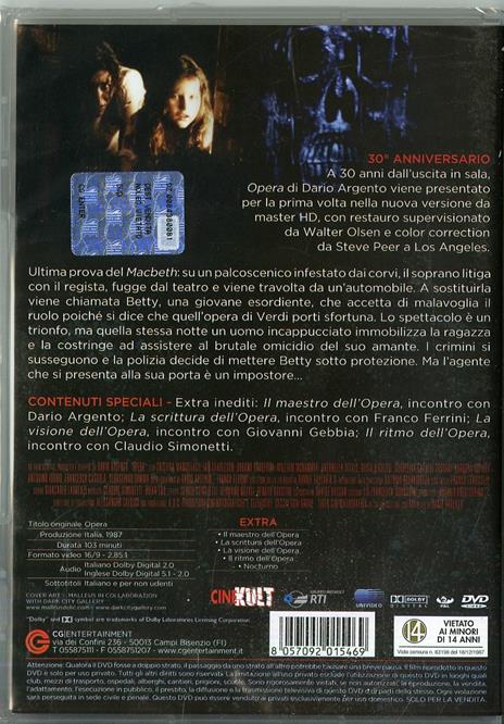 Opera (DVD) - DVD - Film di Dario Argento Fantastico | IBS