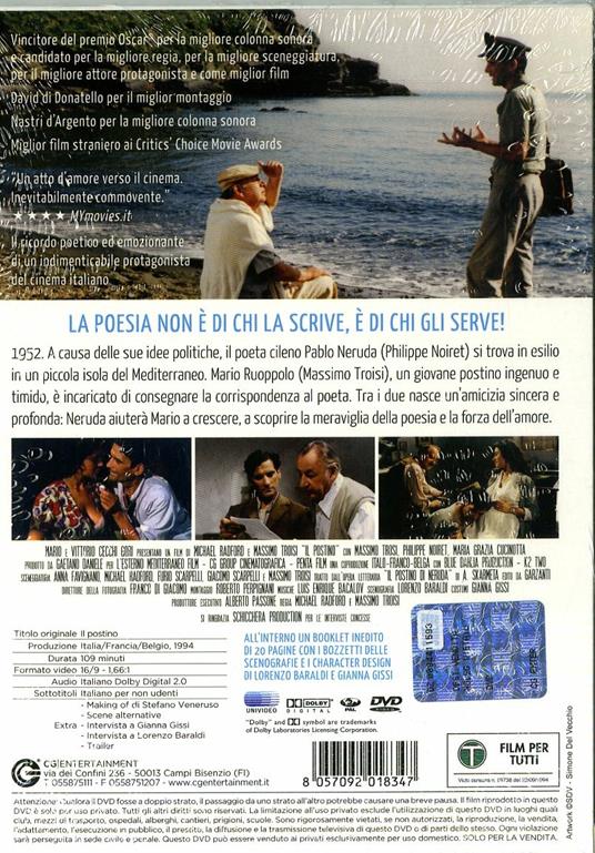 Il postino (DVD) - DVD - Film di Massimo Troisi , Michael Radford Commedia  | IBS