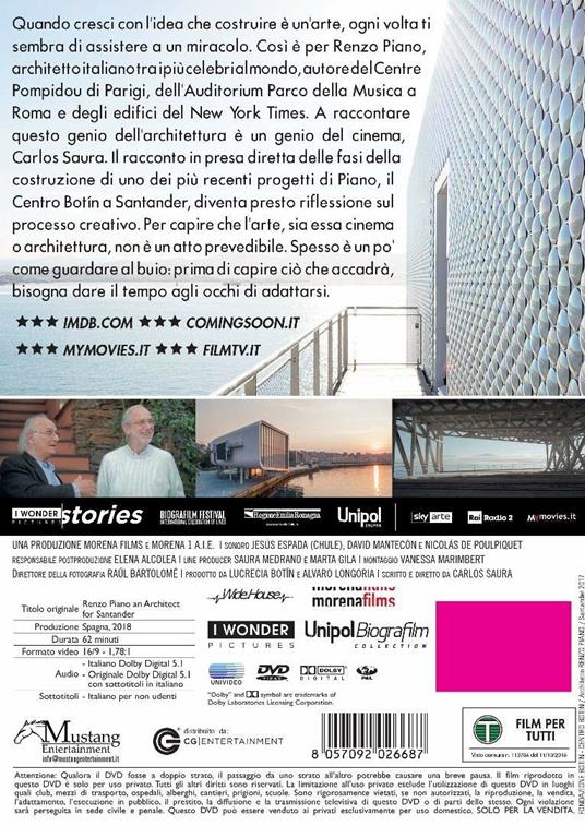 Renzo Piano. L'architetto della luce (DVD) - DVD - Film di Carlos Saura  Documentario | IBS