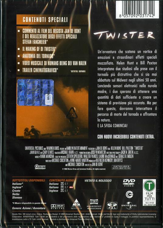 Twister (DVD) - DVD - Film di Jan De Bont Avventura | IBS