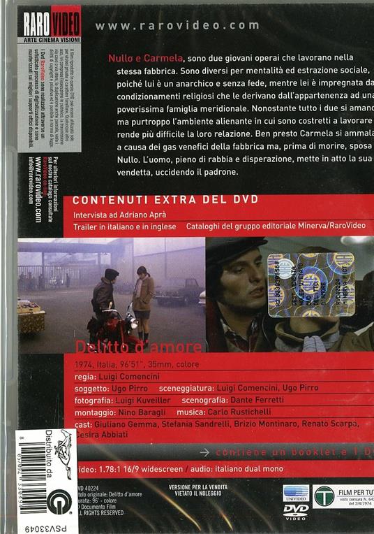 Delitto d'amore - DVD - Film di Luigi Comencini Commedia