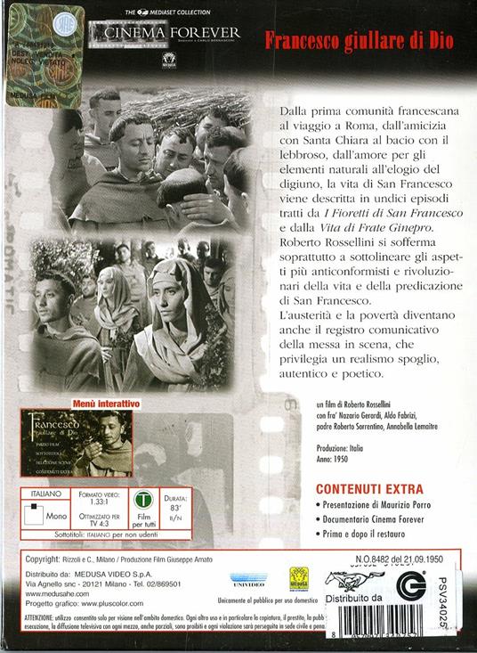 Francesco, giullare di Dio - DVD - Film di Roberto Rossellini Drammatico |  IBS