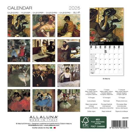 Calendario da parete, Degas 18X18 Allaluna Calendar - 18 x 18 cm - 2