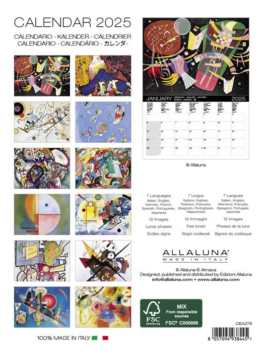 Calendario da parete, Kandinsky 15X20 Allaluna Calendar - 15 x 20 cm - 2