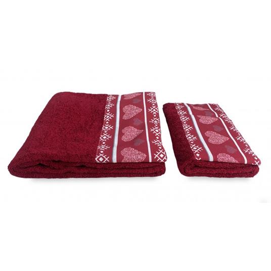 SET asciugamani con bordo tirolese CUORE ROSSO in puro cotone Made in Italy  - Biancheria per la casa - Casa e Cucina | IBS