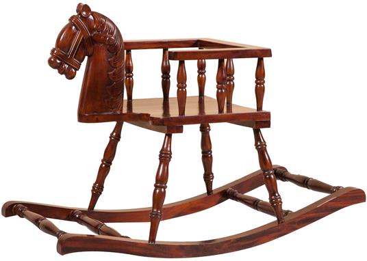 Cavallo a dondolo in legno massello di mogano finitura noce 75x30x50 cm -  Biscottini - Idee regalo | IBS